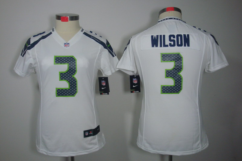 Nike Seahawks 3 Wilson White Women Limited Jerseys