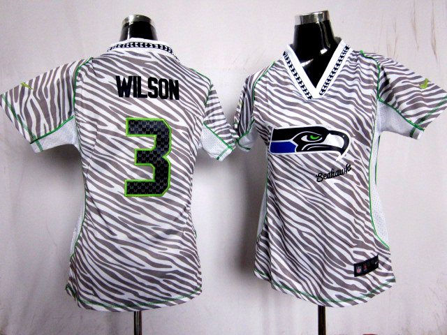 Nike Seahawks 3 Wilson Women Zebra Jerseys