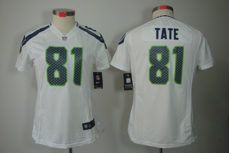 Nike Seahawks 81 Tate White Women Limited Jerseys