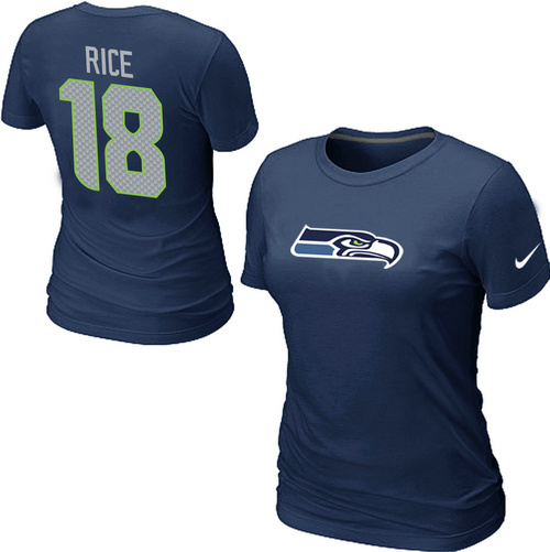 Nike Seattle Seahawks 18 Sidney Rice Name & Number Women's T-Shirt