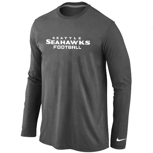 Nike Seattle Seahawks Authentic font Long Sleeve T-Shirt D.Grey