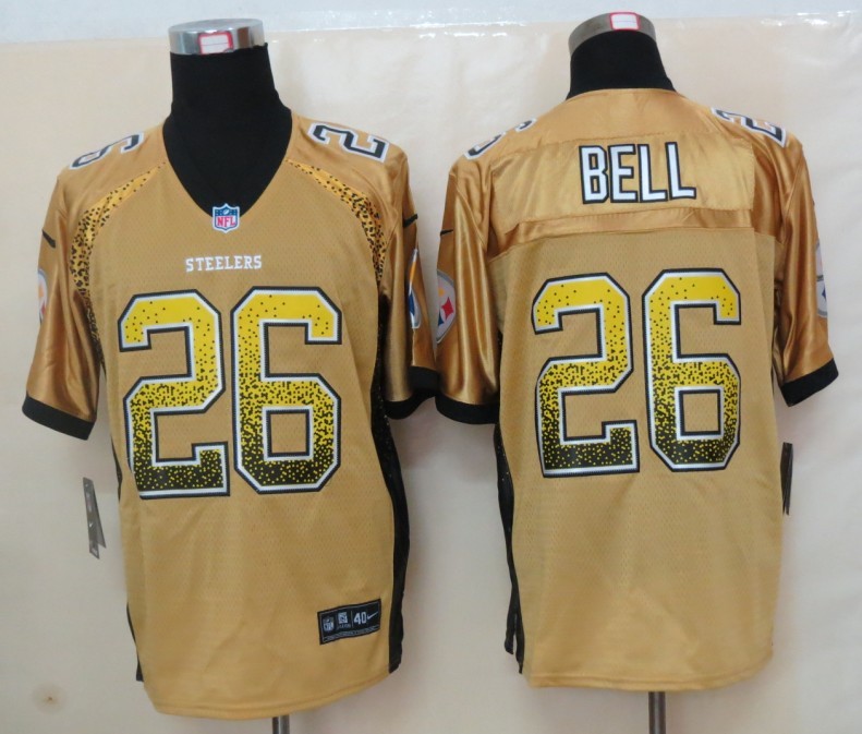 Nike Steelers 26 Bell Gold Elite Drift Jersey