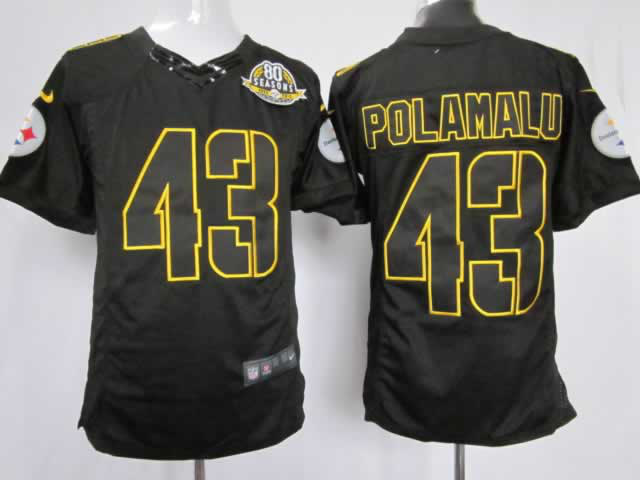 Nike Steelers 43 Polamalu Black Impact Limited 80th Jerseys