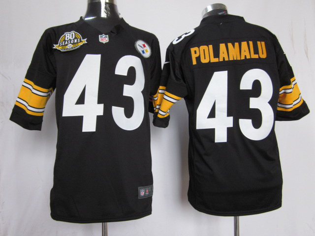 Nike Steelers 43 Polamalu Black Limited 80th Jerseys
