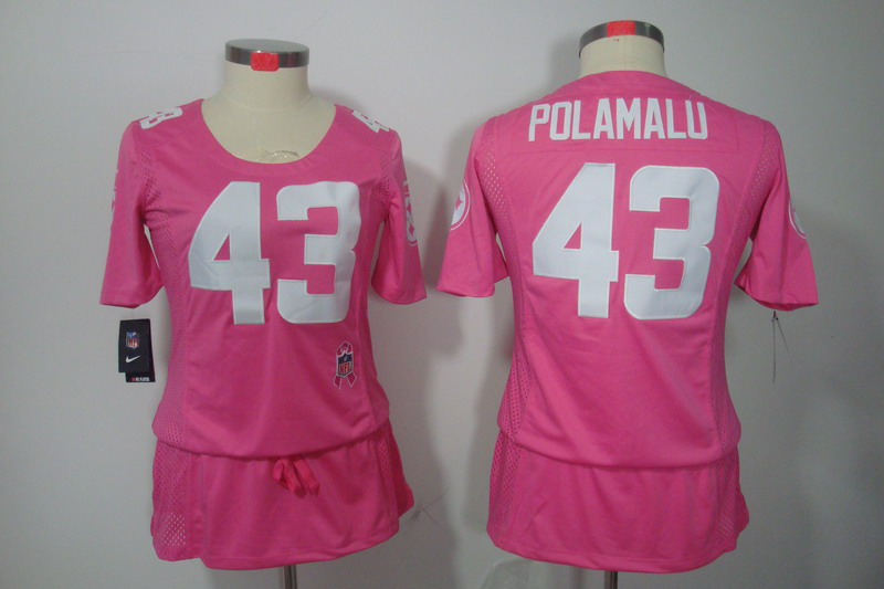 Nike Steelers 43 Polamalu Pink Women Elite Skirts