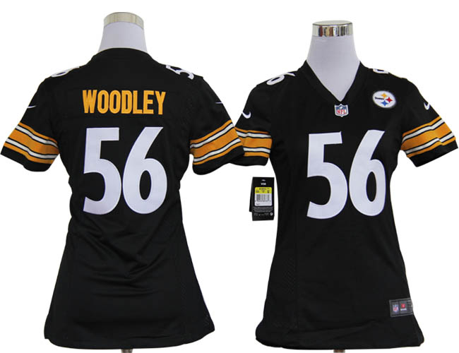 Nike Steelers 56 WOODLEY Black Women Game Jerseys