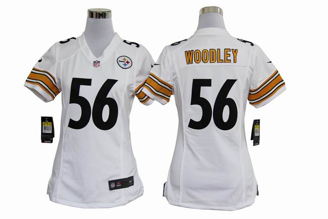 Nike Steelers 56 WOODLEY White Women Game Jerseys