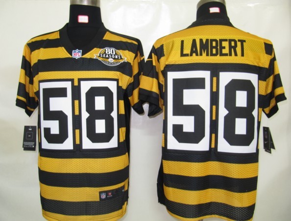 Nike Steelers 58 Lambert Yellow&Black 80th Jerseys