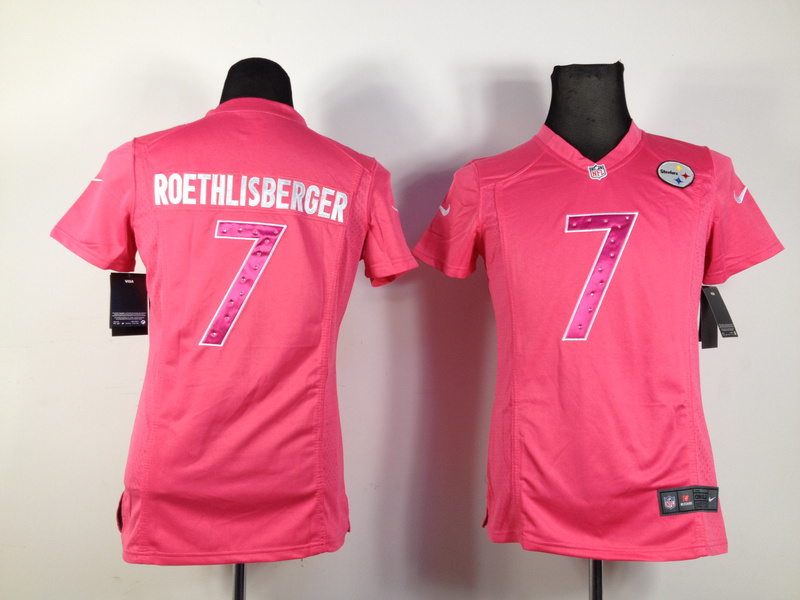 Nike Steelers 7 Roethlisber Pink Women Jerseys