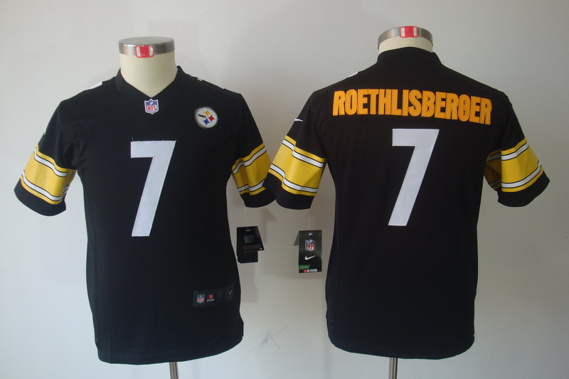 Nike Steelers 7 Roethlisberger Black Kids Limited Jerseys