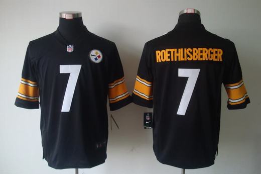 Nike Steelers 7 Roethlisberger Black Limited Jerseys