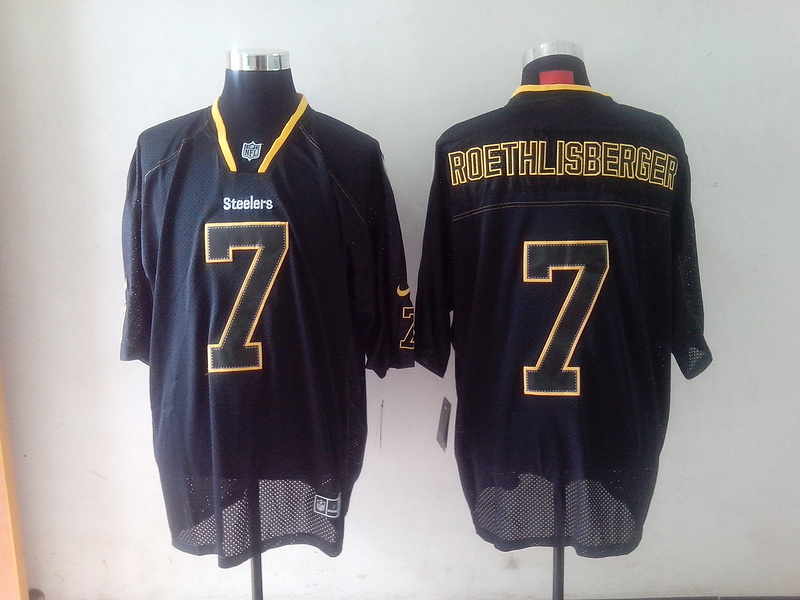 Nike Steelers 7 Roethlisberger Black Shadow Elite Jerseys