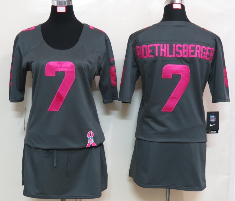 Nike Steelers 7 Roethlisberger Elite breast Cancer Awareness Dark Grey Women Jerseys