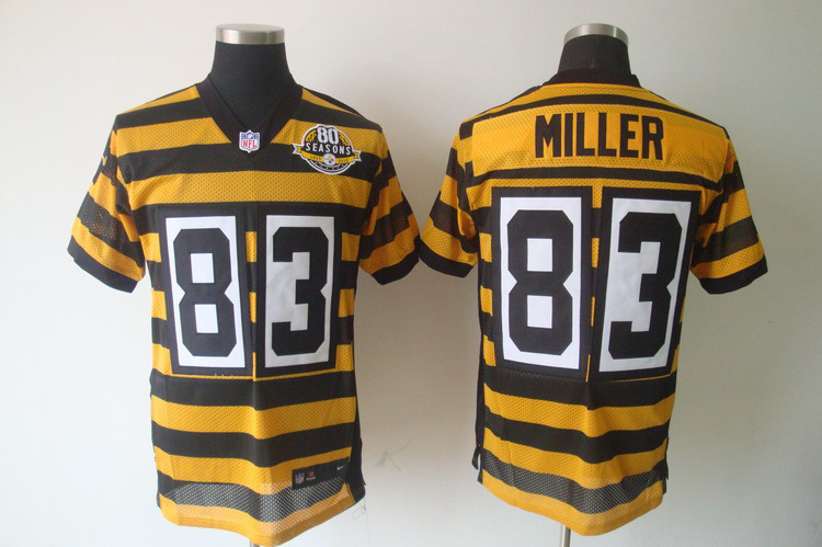 Nike Steelers 83 Miller Yellow&Black 80th Jerseys