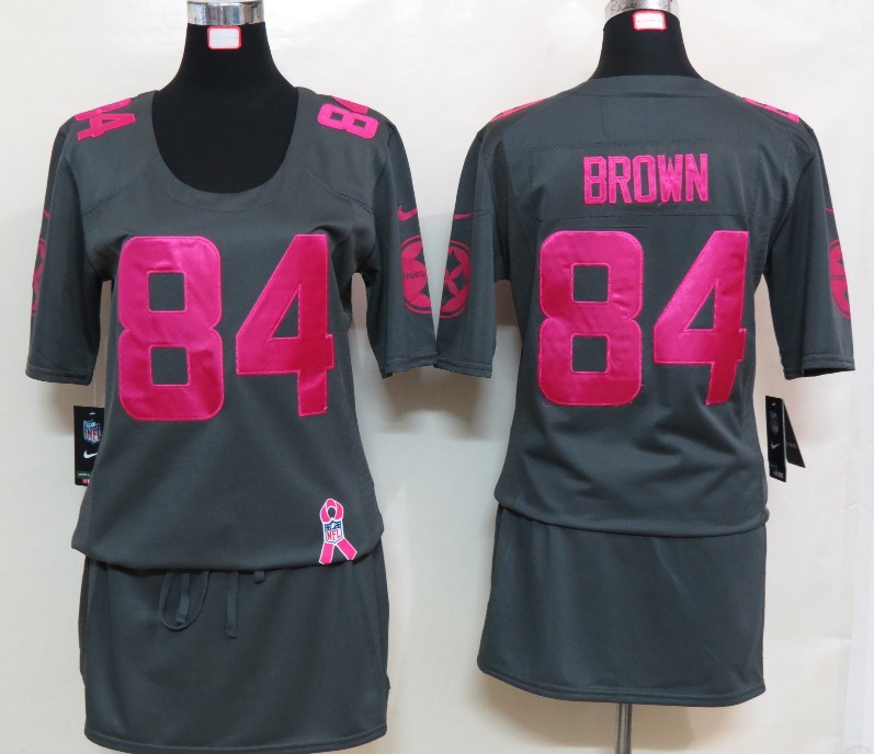 Nike Steelers 84 Brown Elite breast Cancer Awareness Dark Grey Women Jerseys