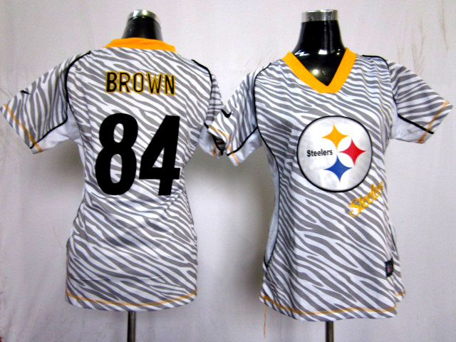 Nike Steelers 84 Brown Women Zebra Jerseys