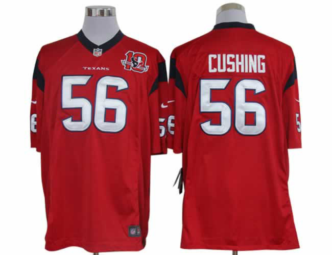 Nike Texans 56 Cushing Red Limited 10th Patch Jerseys