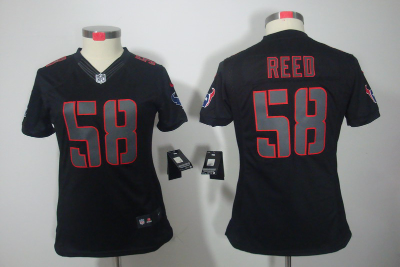 Nike Texans 58 Reed Black Impact Women Limited Jerseys