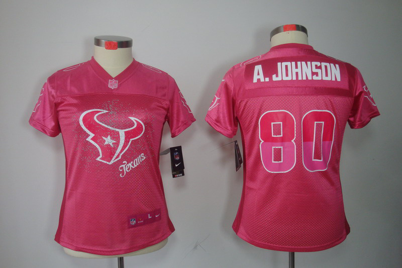 Nike Texans 80 A.Johnson Pink Fem Fan Women Elite Jerseys
