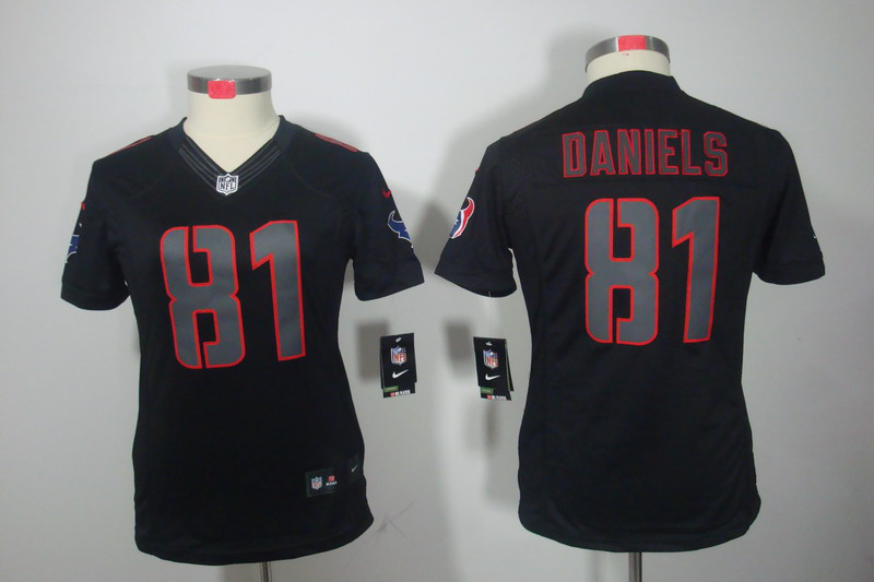 Nike Texans 81 Daniels Black Impact Women Limited Jerseys