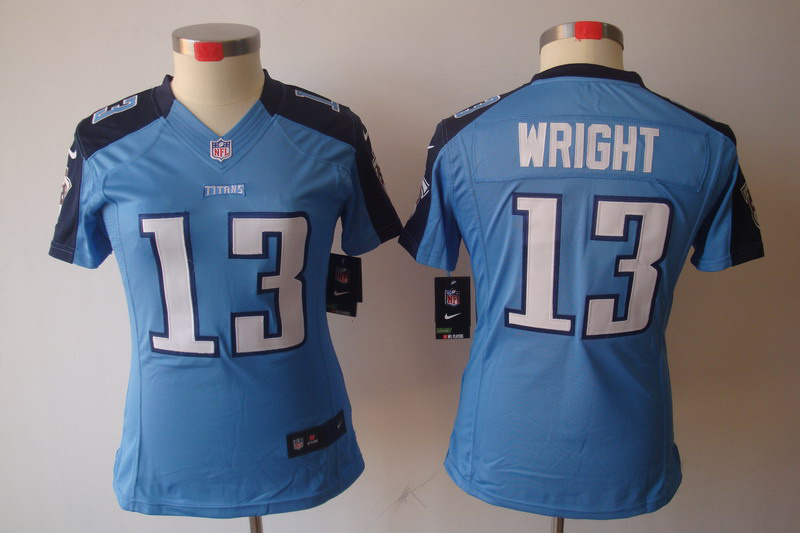 Nike Titans 13 Wright Sky Blue Women Limited Jerseys
