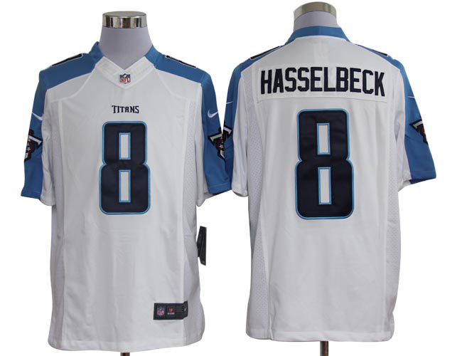 Nike Titans 8 Hasselbeck White Limited Jerseys