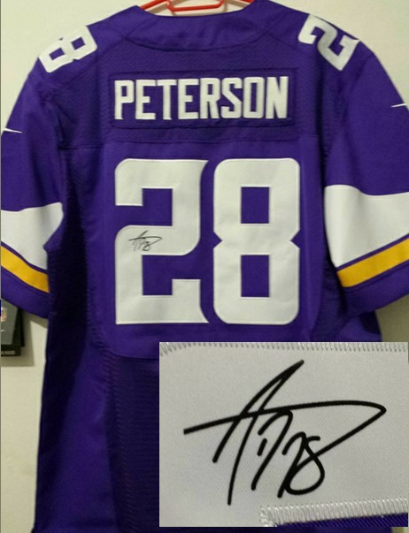Nike Vikings 28 Peterson Purple Signature Edition Jerseys