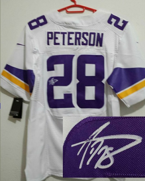 Nike Vikings 28 Peterson White Signature Edition Jerseys