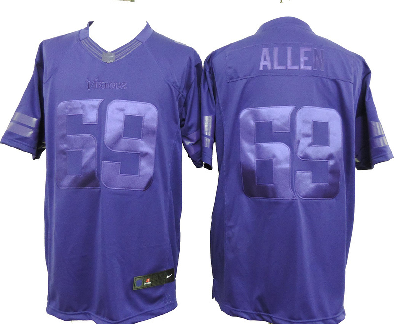 Nike Vikings 69 Allen Purple Drenched Limited Jerseys