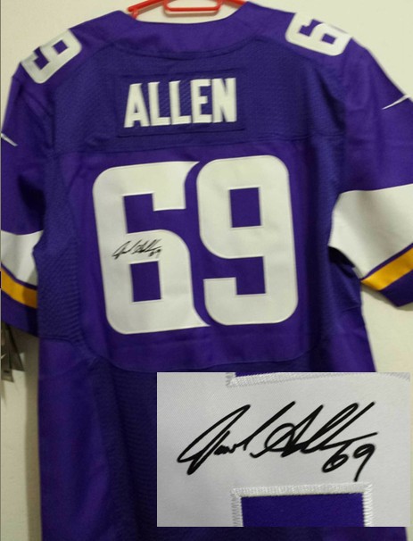Nike Vikings 69 Allen Purple Signature Edition Jerseys