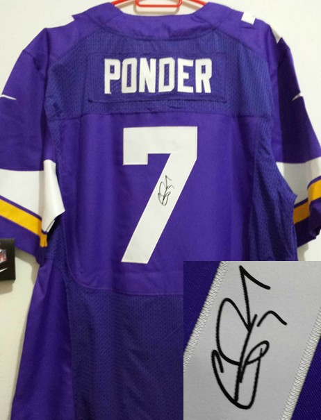 Nike Vikings 7 Ponder Purple Signature Edition Jerseys