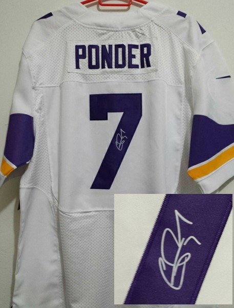 Nike Vikings 7 Ponder White Signature Edition Jerseys