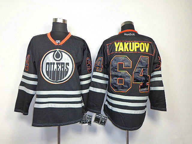 Oilers 64 Yakupov Black Jerseys