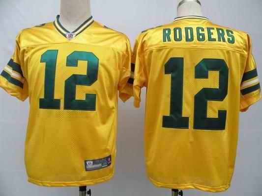 Packers 12 Aaron Rodgers Yellow Jerseys
