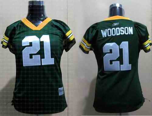 Packers 21 Woodson women green Jerseys