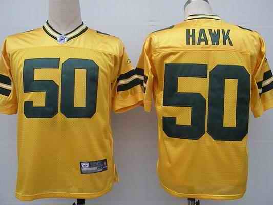 Packers 50 A.J. Hawk yellow Jerseys
