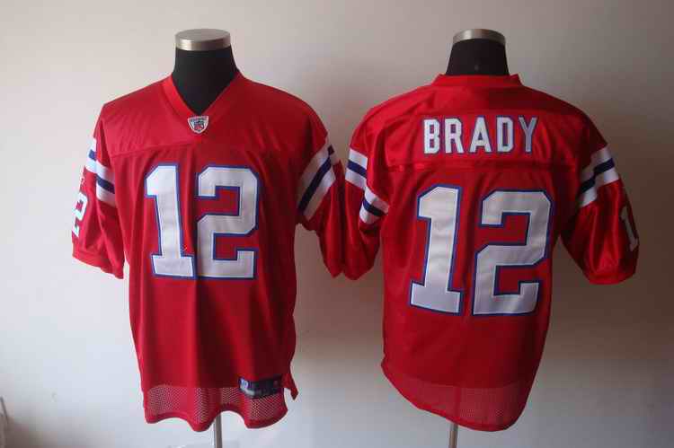 Patriots 12 Brady Red Jerseys