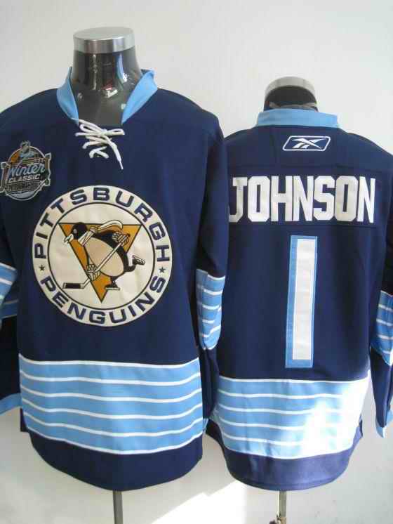 Penguins 1 Johnson blue Jerseys