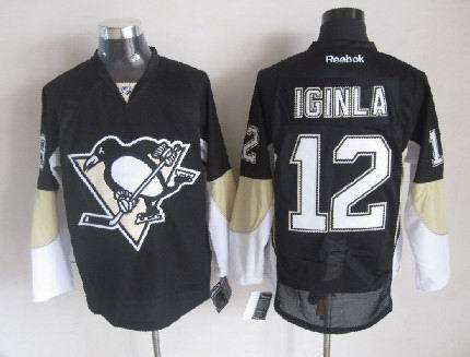 Penguins 12 Iginla Black Jerseys