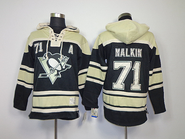 Penguins 71 Malkin Black Hooded Jerseys