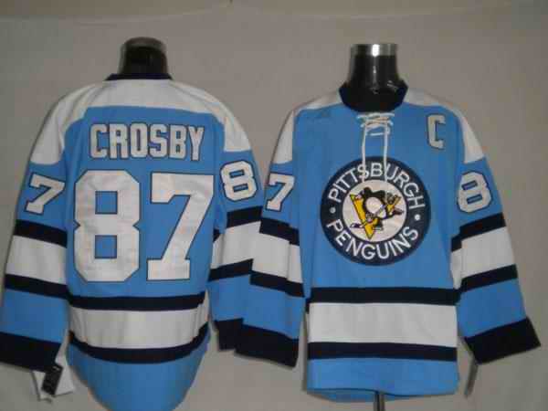 Penguins 87 S Crosby blue Jerseys