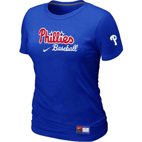 Philadelphia Phillies Nike Women's Blue Short Sleeve Practice T-Shirt