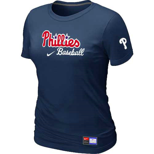 Philadelphia Phillies Nike Women's D.Blue Short Sleeve Practice T-Shirt