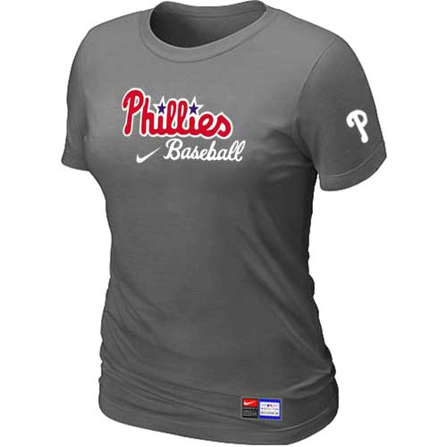 Philadelphia Phillies Nike Women's D.Grey Short Sleeve Practice T-Shirt