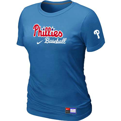 Philadelphia Phillies Nike Women's L.blue Short Sleeve Practice T-Shirt