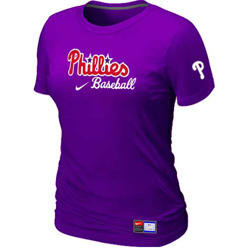 Philadelphia Phillies Nike Women's Purple Short Sleeve Practice T-Shirt