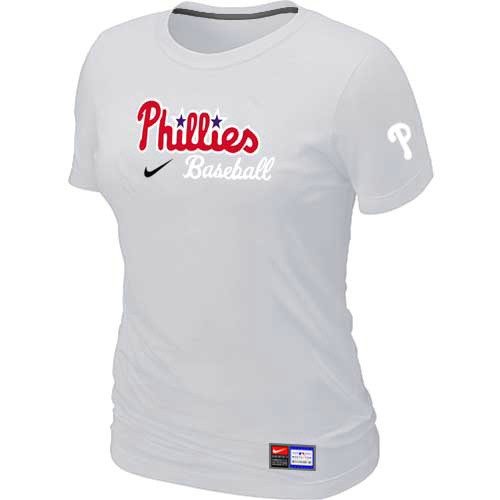 Philadelphia Phillies Nike Women's White Short Sleeve Practice T-Shirt