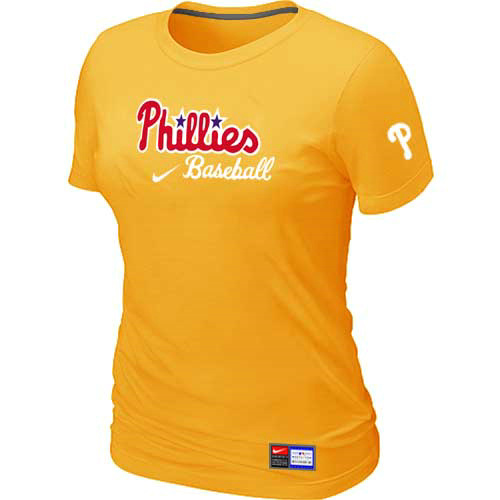 Philadelphia Phillies Nike Women's Yellow Short Sleeve Practice T-Shirt