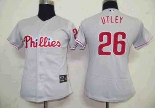 Phillies 26 Utley grey women Jersey