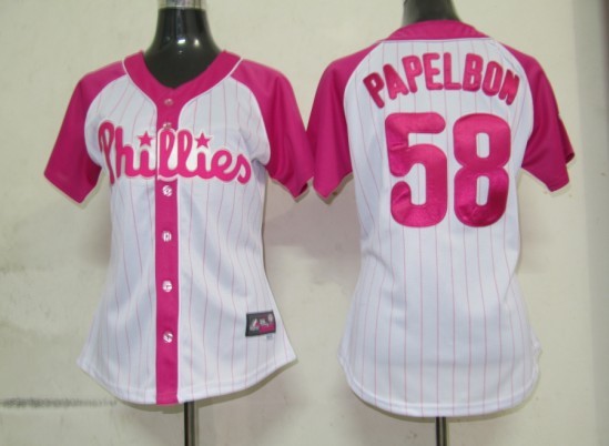 Phillis 58 Papelbon Pink Women Splash Fashion Jersey
